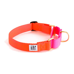 Dog+Bone Martingale Collar Lava Orange & Pink