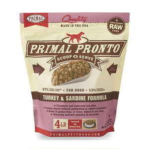Primal Pronto Frozen Raw Turkey & Sardine Dog Food 4lb