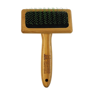 Bamboo Groom Slicker Brush Stainless Pins with Comfort Tips