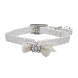 Coastal Li'l Pals Safety Kitten Collar with Bow White Silk
