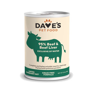 Daves 95% Meat Beef & Beef Liver Grain Free Wet Dog Food