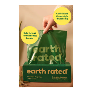 Earth Rated Bulk Single Roll Poop Bags Unscented 300 Count