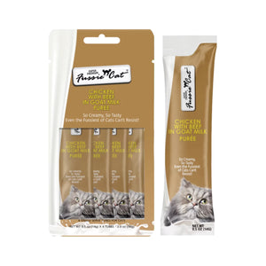 Fussie Cat Chicken Beef Goat Milk Puree (4pk)