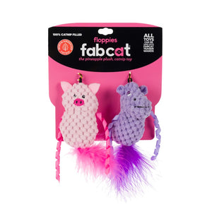 FabCat Floppies Pig & Hippo Cat Toys (2 pack)