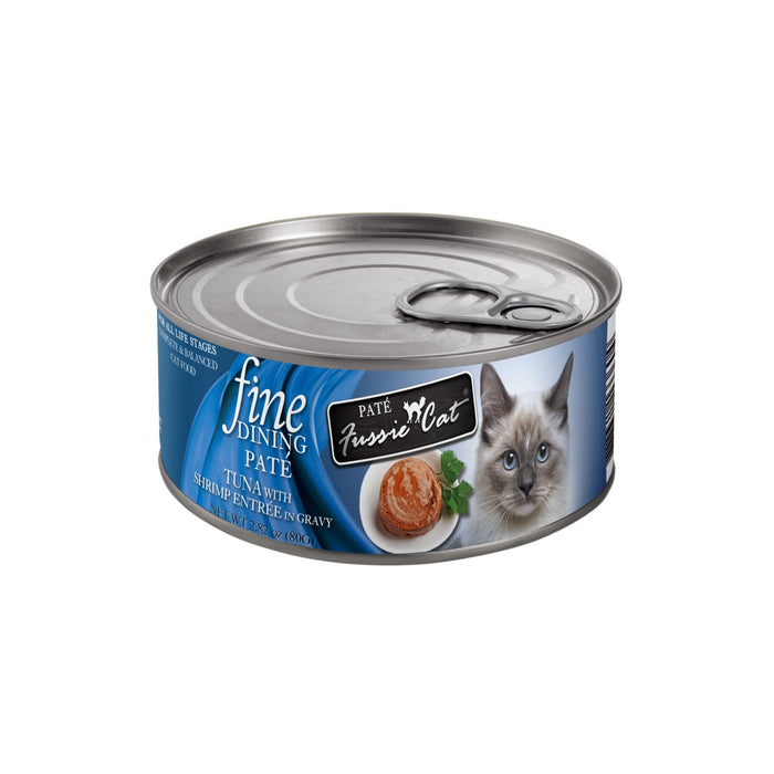 Fussie Cat Fine Dining Pate Tuna with Shrimp Entree in Gravy Can