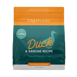 Green Juju Duck & Sardine Whole Food Extras Freeze Dried Raw Diet 14oz