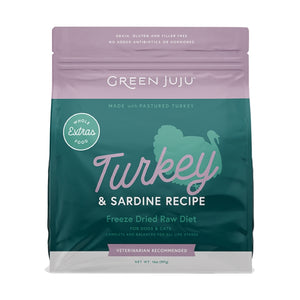 Green Juju Turkey & Sardine Whole Food Extras Freeze Dried Raw Diet 14oz