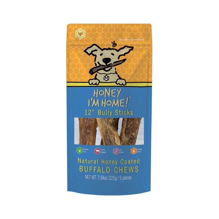 Honey I'm Home Buffalo Bully Sticks 12" (5 pack)