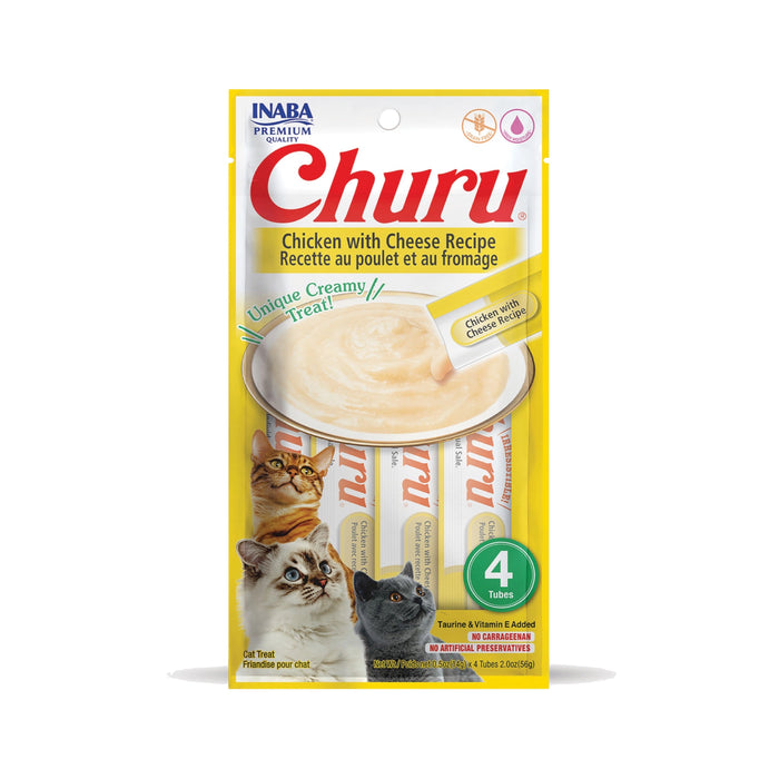 Inaba Churu Grain-Free Chicken & Cheese Puree Lickable Cat Treat 0.5oz Tube (4 pack)