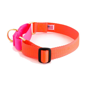 Dog+Bone Martingale Collar Lava Orange & Pink