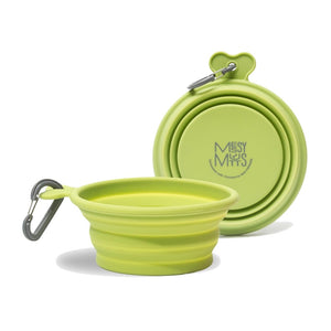 Messy Mutts Silicone Collapsible Travel Bowl 1.75 Cup - Lime Green