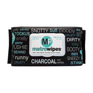 Metro Paws Pet Wipes Charcoal Peppermint (100 count)