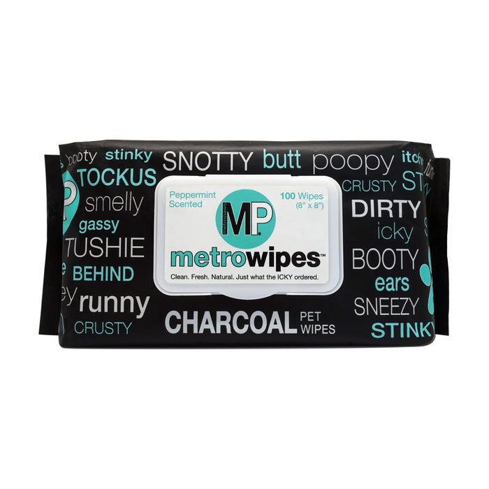 Metro Paws Pet Wipes Charcoal Peppermint (100 count)