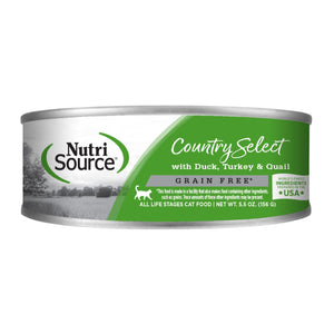 Nutrisource Cat Grain Free Country Select Duck Turkey Quail Can 5.5oz