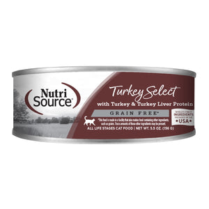 Nutrisource Cat Grain Free Turkey Select Turkey & Liver Can 5.5oz