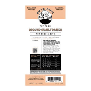 Oma's Pride Ground Quail Meat & Frames 2lb