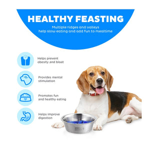 Outward Hound Fun Feeder Stainless Steel Slow Feeder Bowl