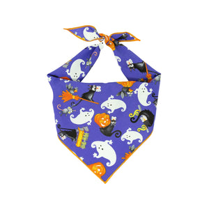 Paisley Paw Halloween Blue Ghosts & Black Cats Bandana