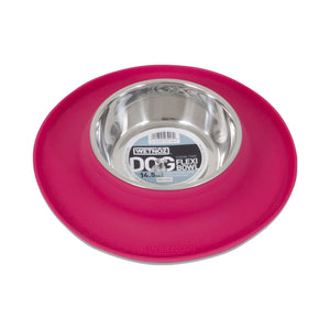 Petmate WetNoz Flexi Stainless Steel Dog Bowl with Silicone Mat, Hibiscus Pink