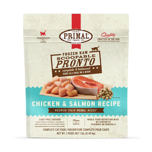 Primal Feline Raw Frozen Pronto Chicken Salmon 1lb