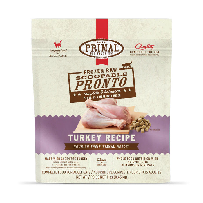 Primal Feline Raw Frozen Pronto Turkey 1lb