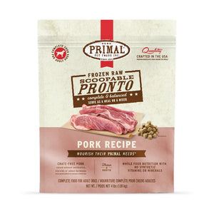 Primal Pronto Frozen Raw Pork Dog Food 4lb