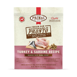 Primal Pronto Frozen Raw Turkey & Sardine Dog Food 4lb