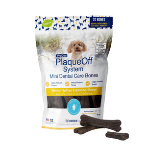 ProDen PlaqueOff System Peanut Butter & Banana Flavored Mini Dental Bones 20ct