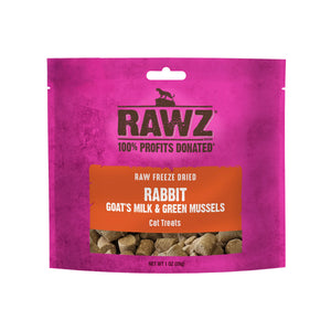 Rawz Raw Rabbit, Goat's Milk & Green Mussels Freeze-Dried Cat Treats 1oz