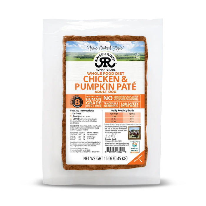 Raised Right Chicken & Pumpkin Pate Adult Dog Food