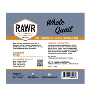 Rawr Frozen Raw Whole Quail for Dogs & Cats (6 count)