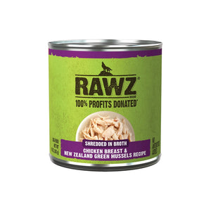 Rawz Shredded Chicken Breast & New Zealand Green Mussels Can Dog Food