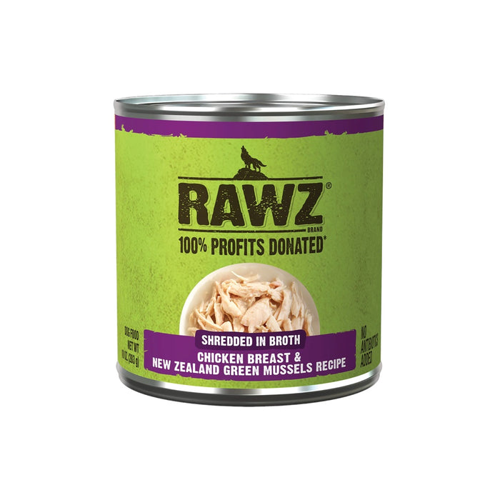Rawz Shredded Chicken Breast & New Zealand Green Mussels Can Dog Food