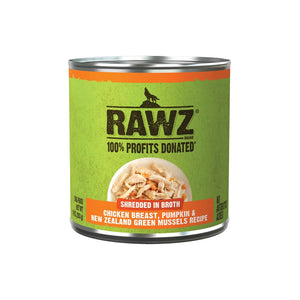Rawz Shredded Chicken Breast, Pumpkin & New Zealand Green Mussels Can