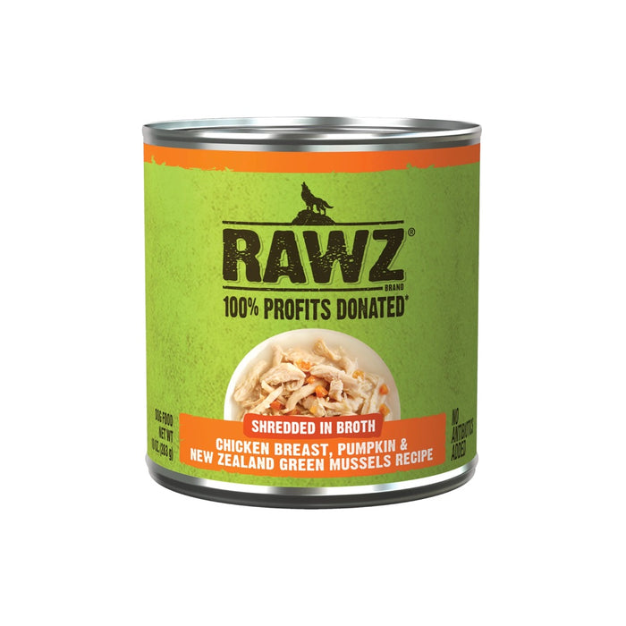 Rawz Shredded Chicken Breast, Pumpkin & New Zealand Green Mussels Can