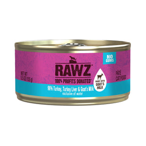 Rawz 96% Turkey & Turkey Liver with Goat's Milk Canned Cat Food