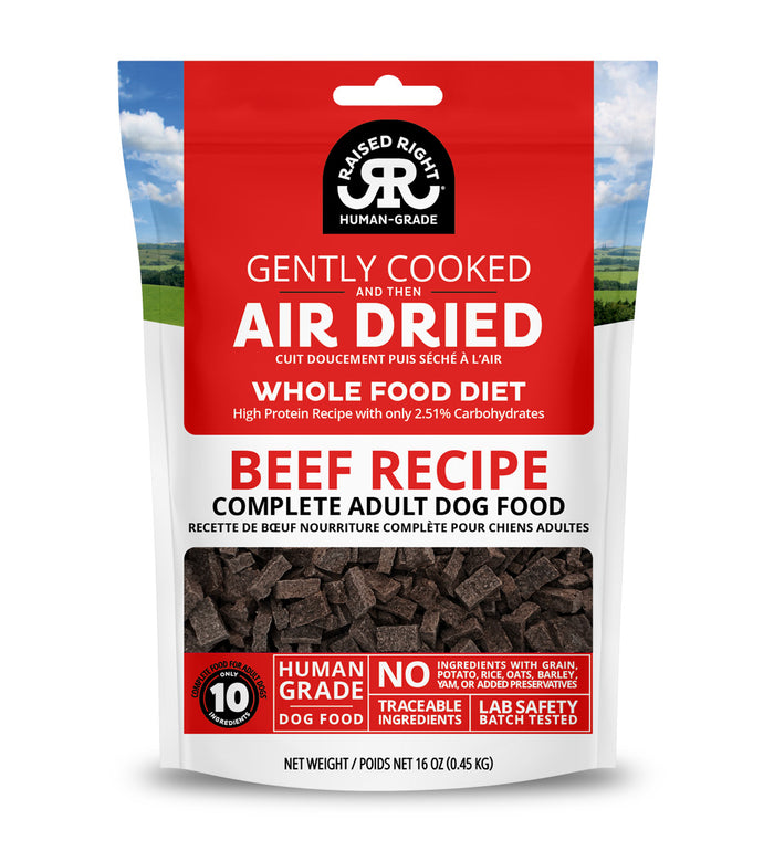 Raised Right Air Dried Original Beef Adult Dog Recipe 1lb