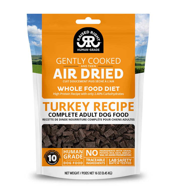 Raised Right Air Dried Original Turkey Adult Dog Recipe 1lb