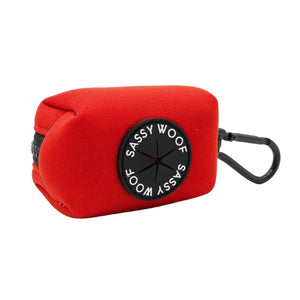 Sassy Woof Dog Waste Bag Holder/ Dispenser - Neon Red