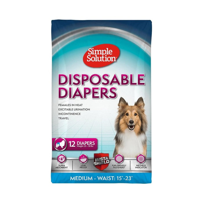 Simple Solution Disposable Dog Diapers Medium (12 count)