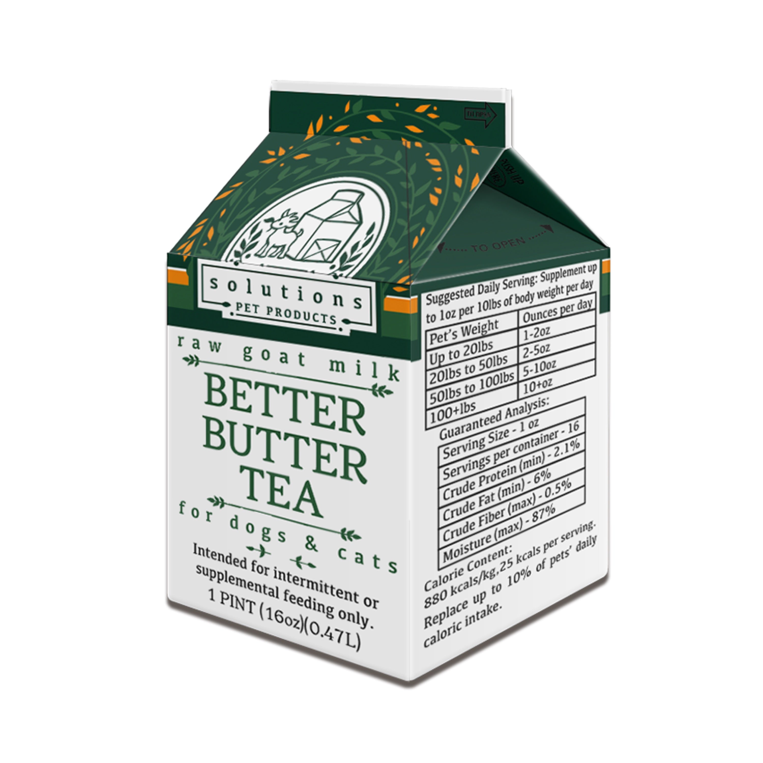 Solutions Better Butter Tea Raw Goat Milk – Furly's Pet Supply