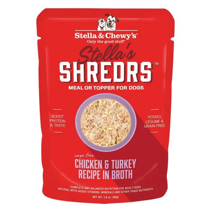 Stella's Shredrs Chicken & Turkey Recipe in Broth Pouch