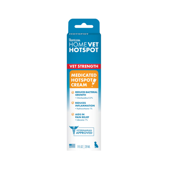 TropiClean HomeVet Medicated Hot Spot Cream for Dogs 1oz