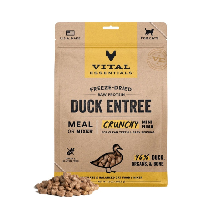 Vital Essentials Freeze-Dried Crunchy Nibs Duck Cat Food 12oz