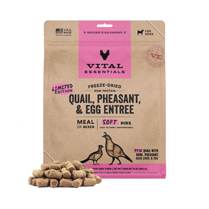 Vital Essentials Quail Pheasant & Egg Freeze Dried Raw Soft Nibs 14oz
