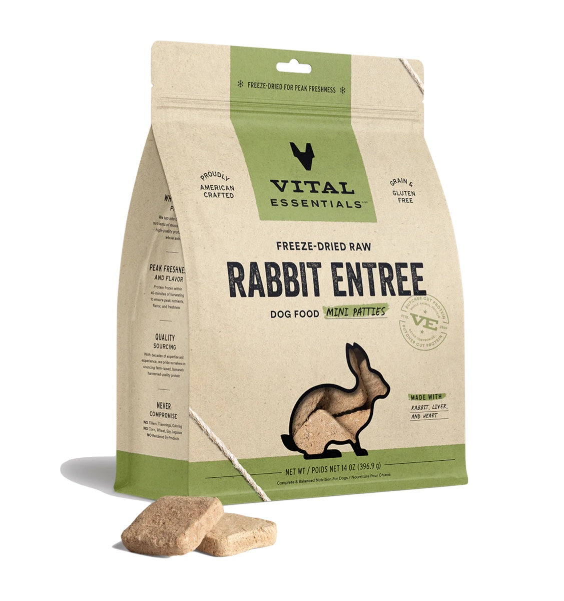 Freezed Rabbit Vital Essentials Freeze-Dried Rabbit Entree Mini Patties 14oz – Furly's ...