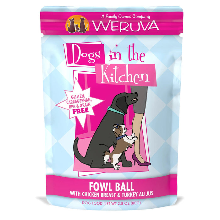 Weruva Kitchen Fowl Ball Chicken Breast & Turkey Dog Food Pouch