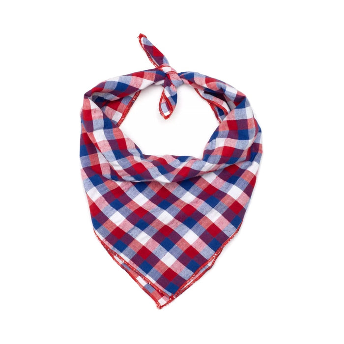 Worthy Dog Red White & Blue Check Bandana