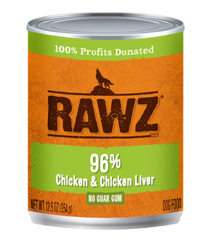 Rawz 96% Chicken & Chicken Liver Pate Dog Food Can